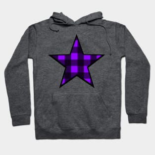 Purple and Black Buffalo Plaid Star Hoodie